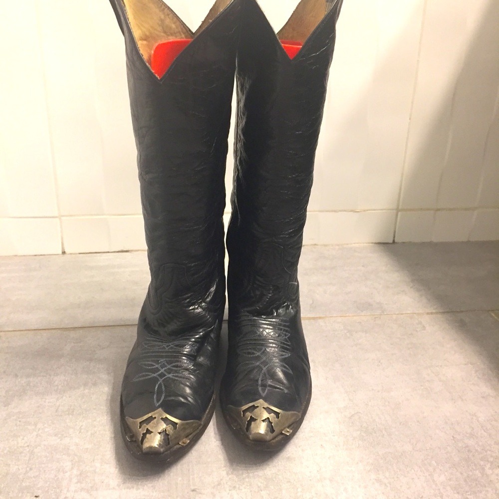 Vintage Larry Mehan  Black 7 1/2 Western  Boots
